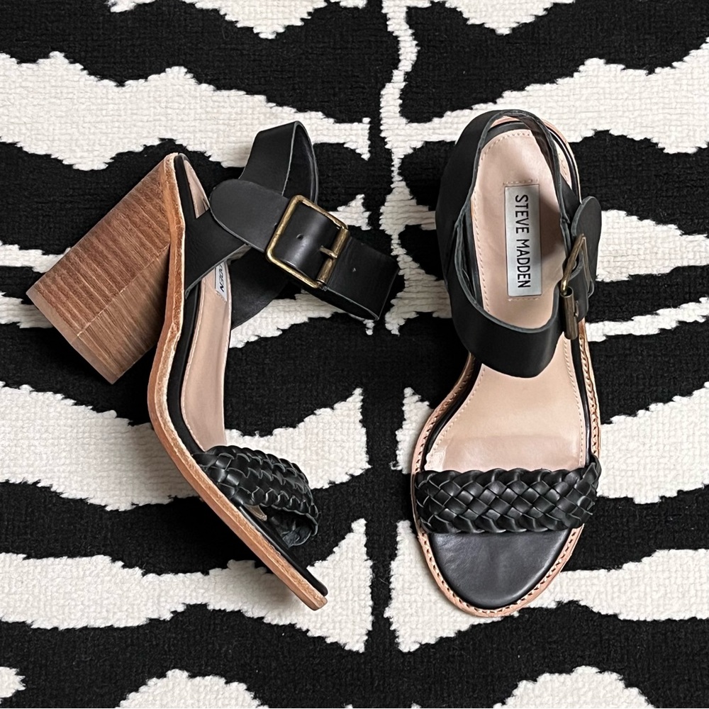 Steve Madden Cadence Black Heeled Sandals Size 7.5 - Picture 8 of 15